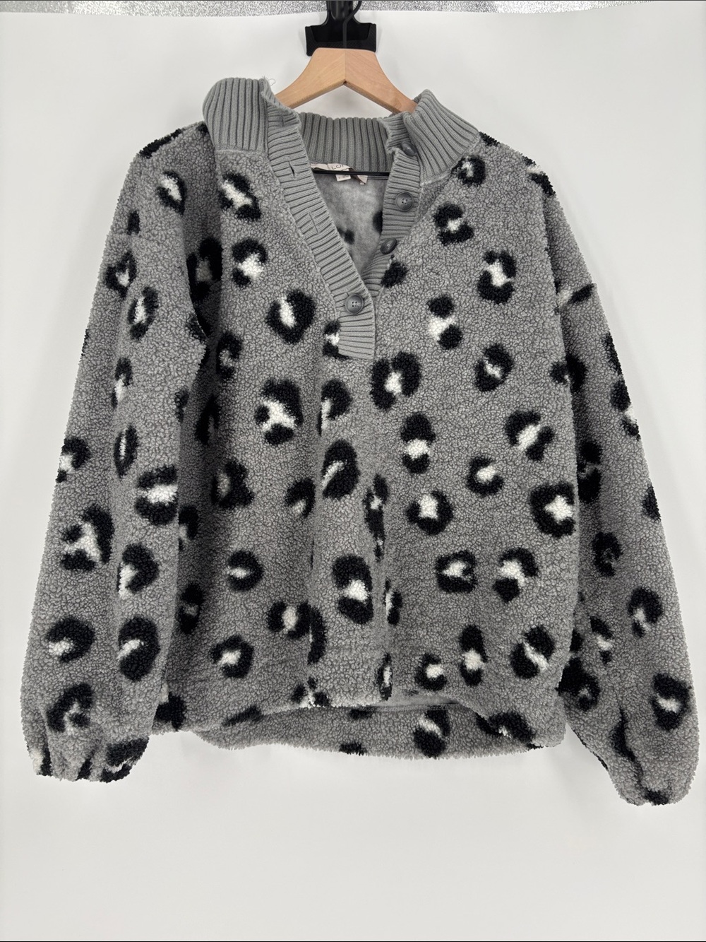 Loft animal print large Sherpa pullover